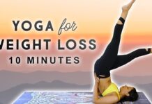 10 Min Yoga for Weight Loss | Beginner-Intermediate Flow with Sheena, Short Yoga Class At Home