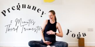 5 Minute Pregnancy Yoga Stretches for the THIRD TRIMESTER | Third Trimester Prenatal Yoga
