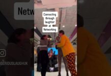 Try a Laughter Yoga exercise at networking #laughteryoga #mentalhealth #selfcare #happiness