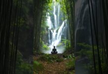 Bamboo waterfalls with a Buddha relaxing #buddha #relax #calmingmusic