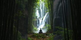 Bamboo waterfalls with a Buddha relaxing #buddha #relax #calmingmusic