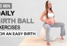15 MIN DAILY BIRTH BALL EXERCISES for an Easy Birth | Strength + Stretch, Pregnancy, Third Trimester