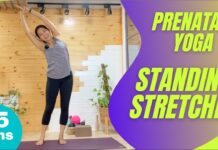 Prenatal Yoga Standing Stretches | Safe standing poses for pregnant women | Stand and stretch poses