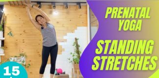 Prenatal Yoga Standing Stretches | Safe standing poses for pregnant women | Stand and stretch poses