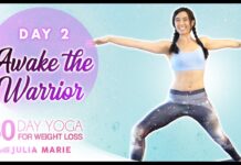 30 Day Yoga for Weight Loss Julia Marie 🔥 Awaken Your Inner Warrior, Beginners 25 Min Workout, Day 2